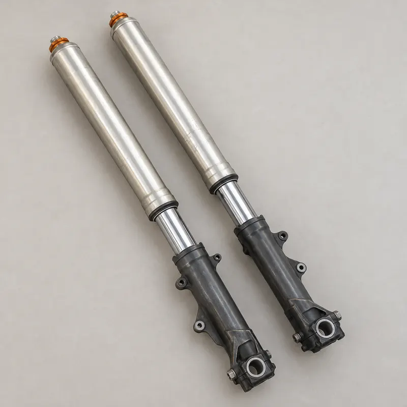 AI-generated illustrative demo image of KTM front fork pair